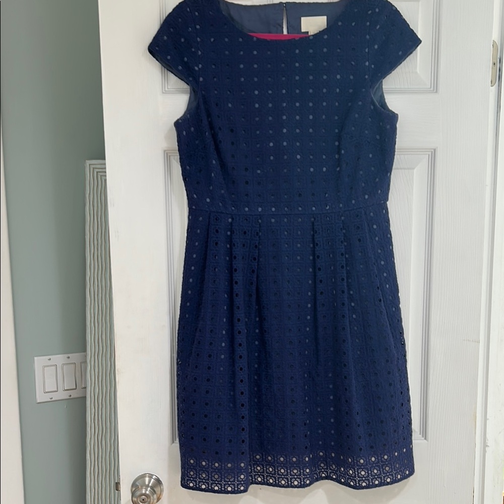 VGUC J. Crew Blue A-Line Cap Sleeve Dress - 12